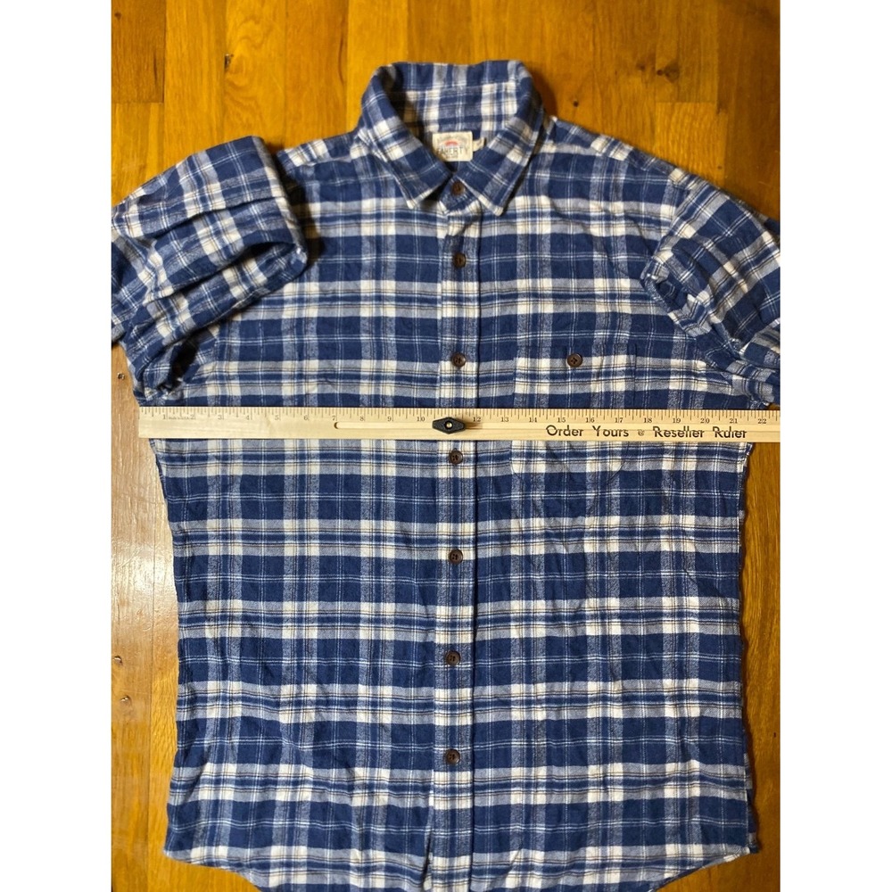 Faherty Shirt Mens Medium Button Up Flannel Blue Plaid Long Sleeve Casual Preppy - Picture 4 of 8